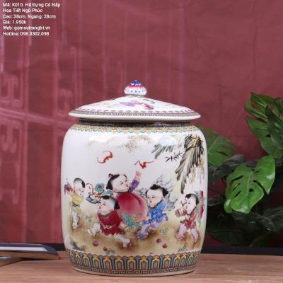 HŨ ĐỰNG CÓ NẮP HỌA TIẾT BÁT TIÊN
